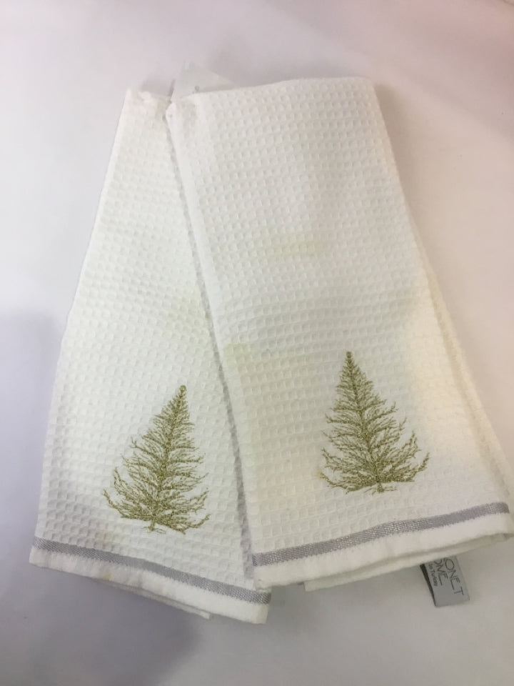 Hand Cream/Gold Cotton Christmas Tree Pair Towel
