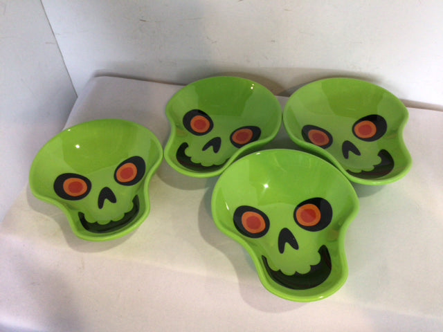 Halloween Green Melamine Skeleton Set of 4 Holiday Item