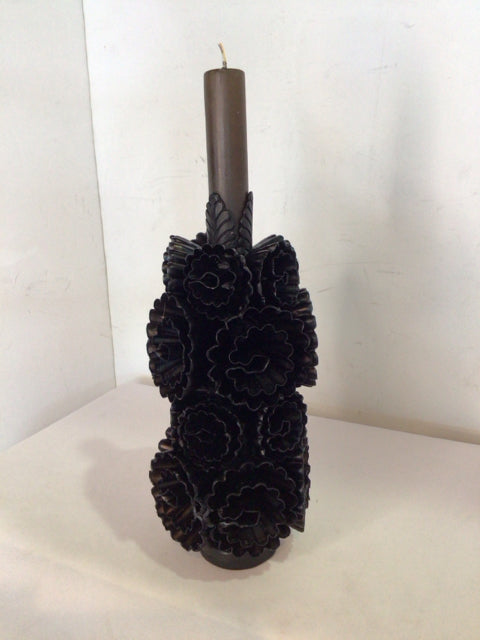 Halloween Black Wax Floral Taper Candle