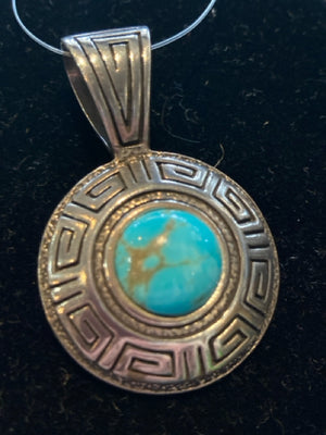 Sterling Silver Turquoise Round Pendant