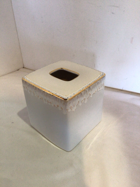 Cream Ceramic Tissue box holder