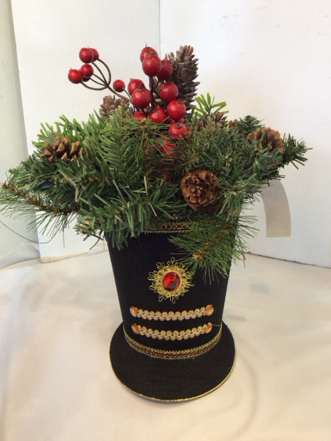 Christmas Green/Black Faux Plants Hat Holiday Item