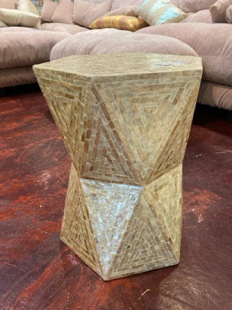 Side Capiz OCTAGONAL Mosaic Gold/Cream Table