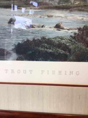 Blue/Cream Fishing Framed Art