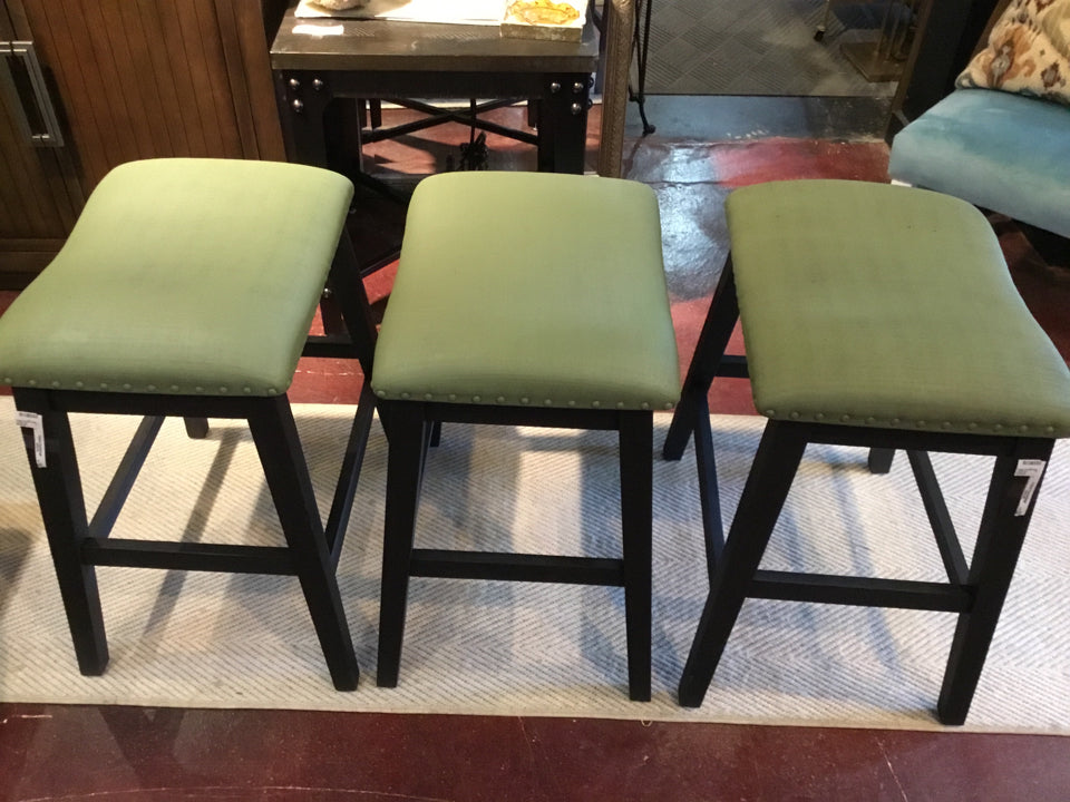 Set of 3 Wood Green Barstool/Bar Stool