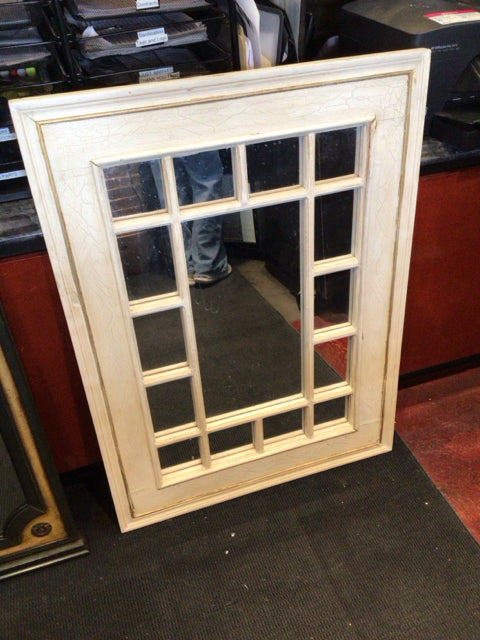 White Wood Windowpane As Is Mirror