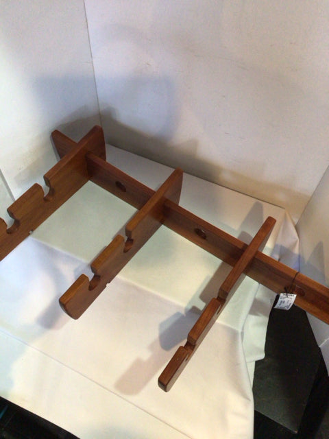 Wall Mount Brown Wood 3 Tiered Wine Rack