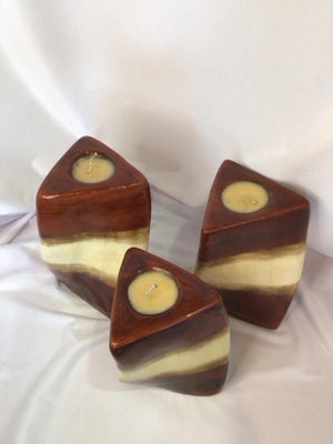 Brown/Cream Ceramic Set of 3 Candle Set