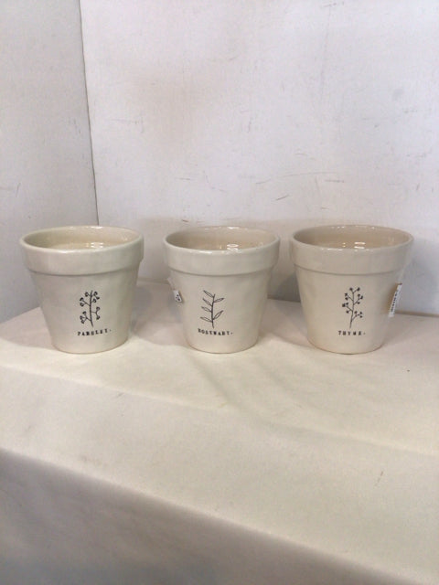 Set of 3 Cream Herbs Planter