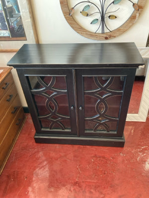 Black Wood Cut Out Door Cabinet