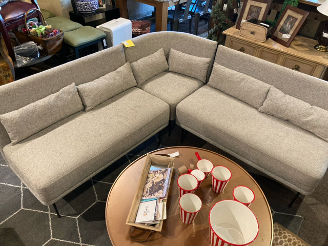 West Elm Tweed 3 piece Banquette Gray/White Sofa/Couch