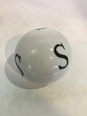 Decorative White/Black Ceramic Letter Ball