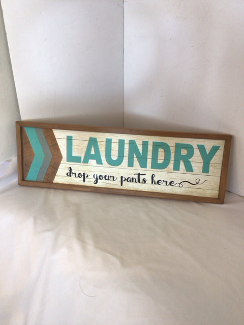Sign Wood Laundry Brown/Multi Wall Decoration Art