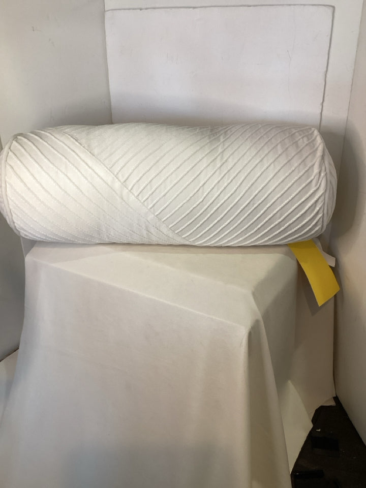 Bolster White Velvet Channel Pillow
