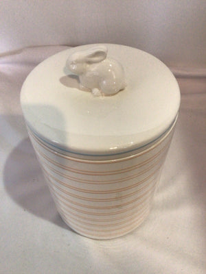 White/Orange Ceramic Bunny Canister