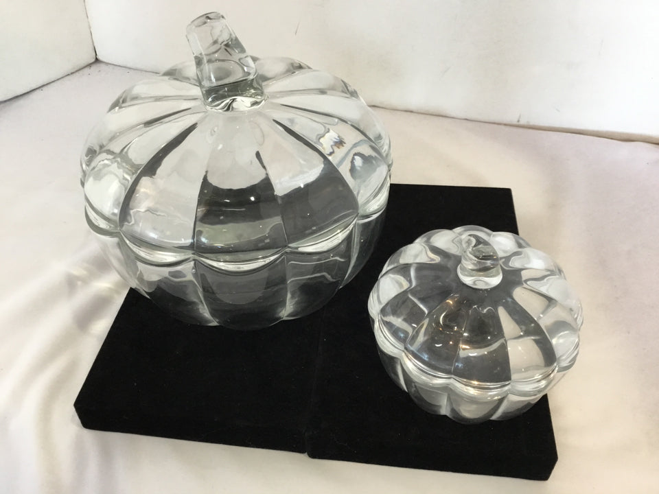 Fall Clear Glass Pumpkin Bowls Holiday Item