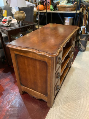 Century French Country Brown Wood Shelves Cabinet