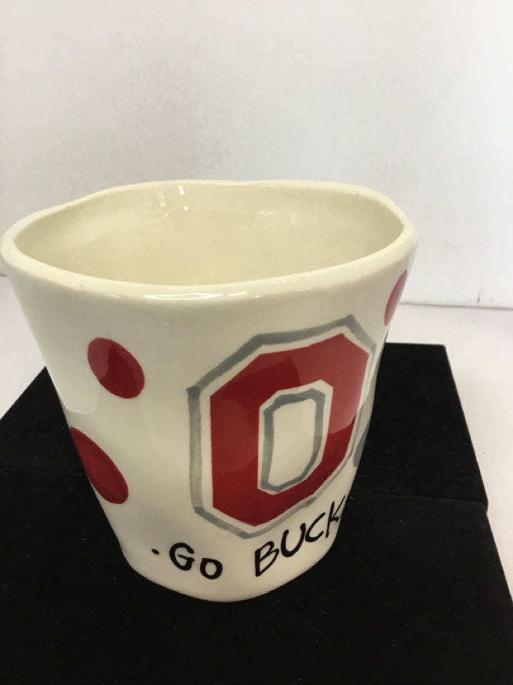 White/Red Ceramic Ohio Mug