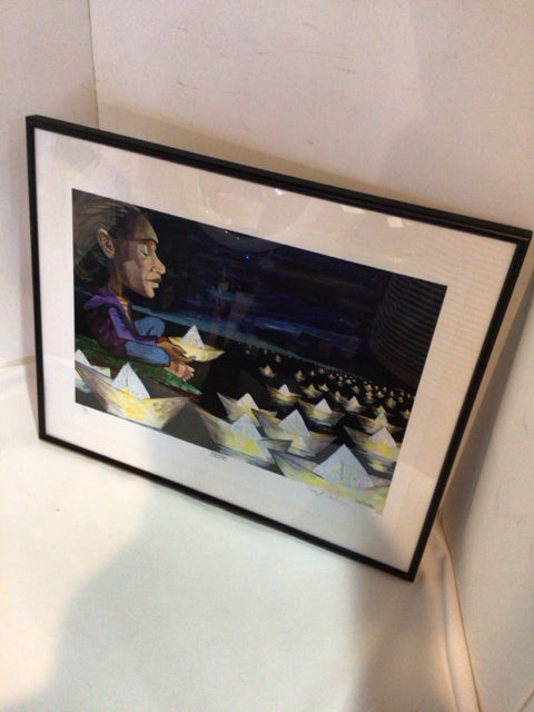 Numbered Blue/Yellow Person Framed Art