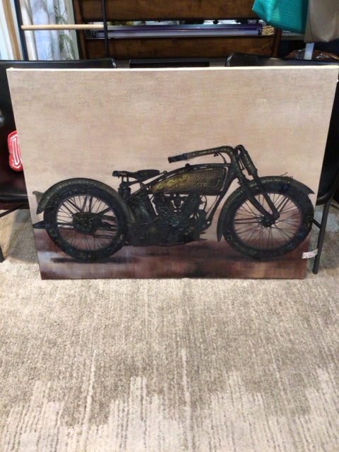Tan/Black Motorcycle Stretch Canvas Art