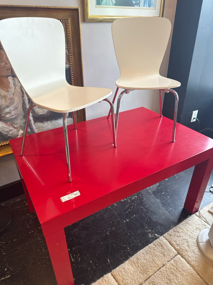 Land of Nod Children's 2 Chairs Red/white Table & Chairs