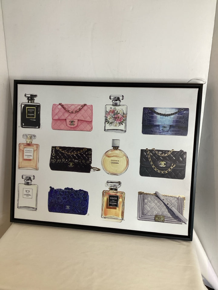 Pink/white Perfume Purse Framed Art