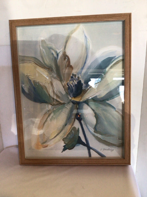 Cream/Blue Flower Framed Art