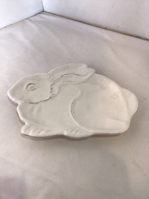 PIER 1 White Ceramic Bunny Plate