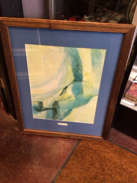 Abstract Water Color Bird Framed Art