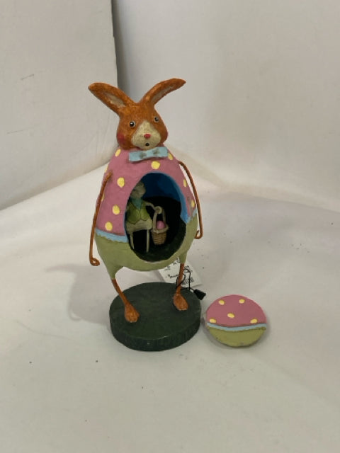 Easter Pink/multi Ceramic Bunny Egg Figurine