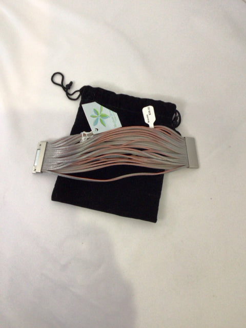 Meghan Browne Leather Red/Gray Wrap Bracelet