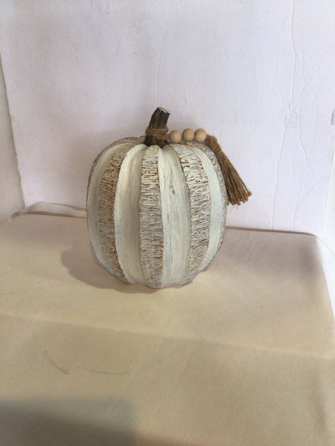 Kirkland's White Washed Resin Pumpkin Figurine
