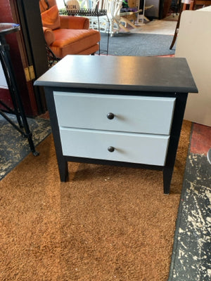 Wood Painted 2 Drawer Black/Gray Nightstand