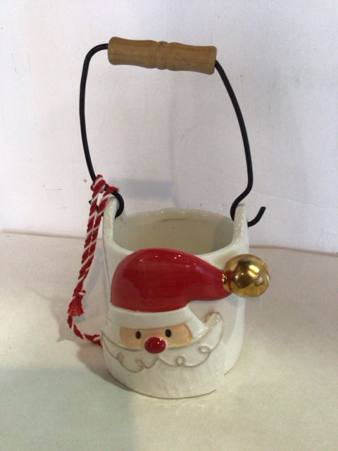 Mudpie Candle Holder White/Red Santa Holiday Item