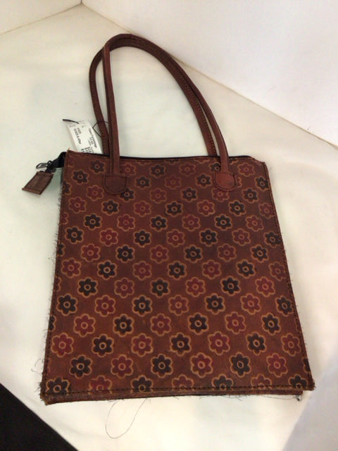 Leather Red/Black Floral Bag