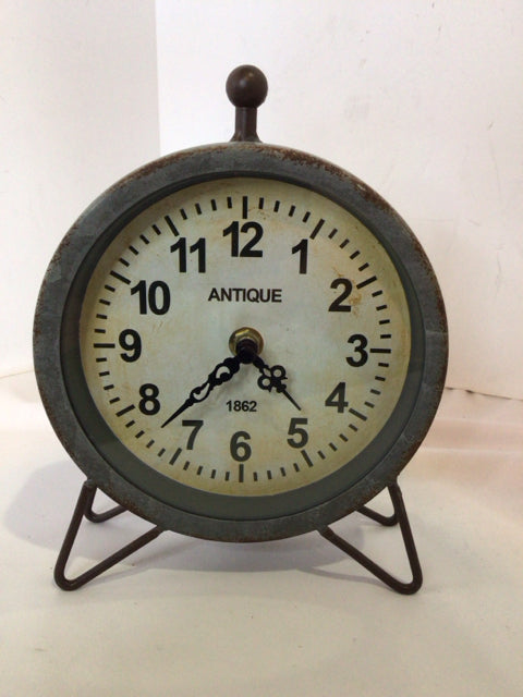 World Market Table Top Gray Metal Clock