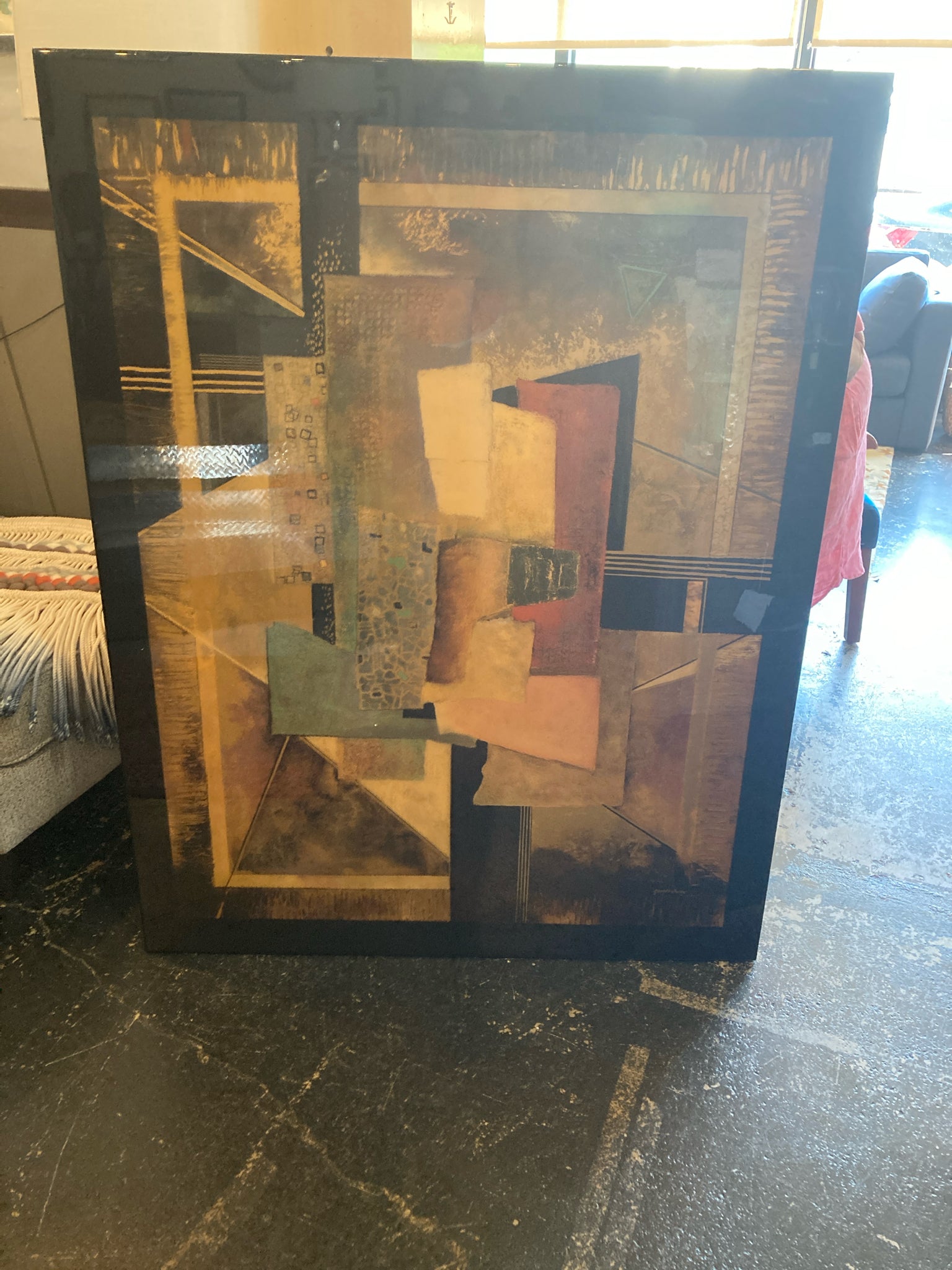 Signed Abstract Glossy Black/Multi Wall Decoration Art