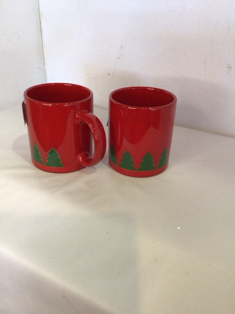 Waechtersbach Mug Set Red Ceramic Pair Holiday Item