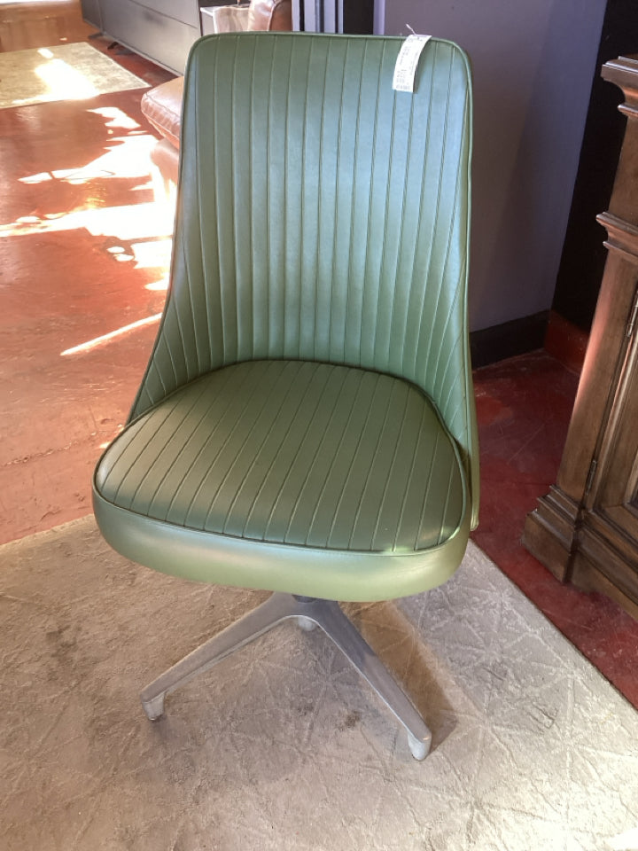 Chromecraft Mid-Century Vinyl Green Chair