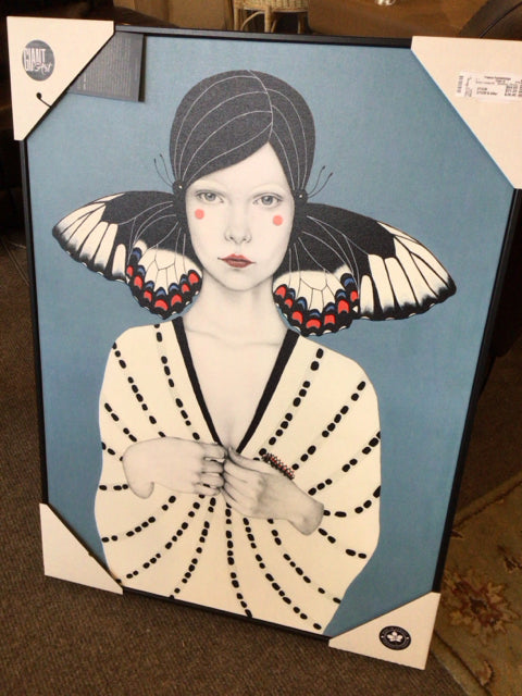 Blue/Black Woman Stretch Canvas Art