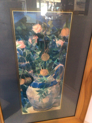 Blue/Pink Vase Framed Art