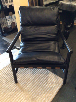 Mid-Century Vinyl Sling Black Chair