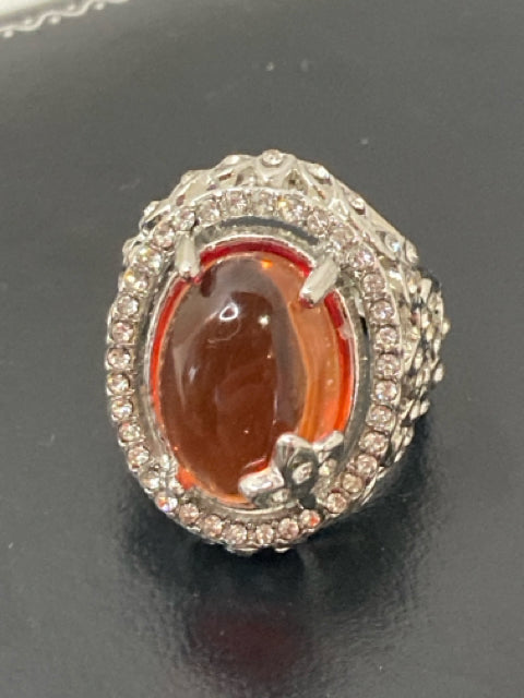 Valu-City Silver Orange Crystal Ring