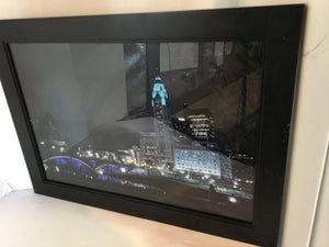 Black/Blue Skyline Columbus Framed Art