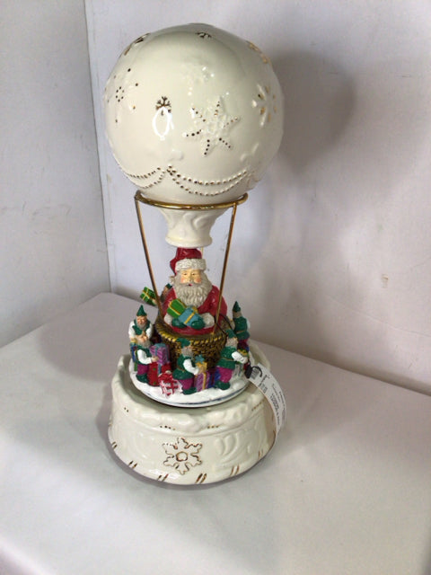 White/Multi Ceramic Santa Music Box Holiday Item
