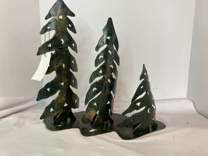 Candle Holder Black/Gold Metal Trees Holiday Item