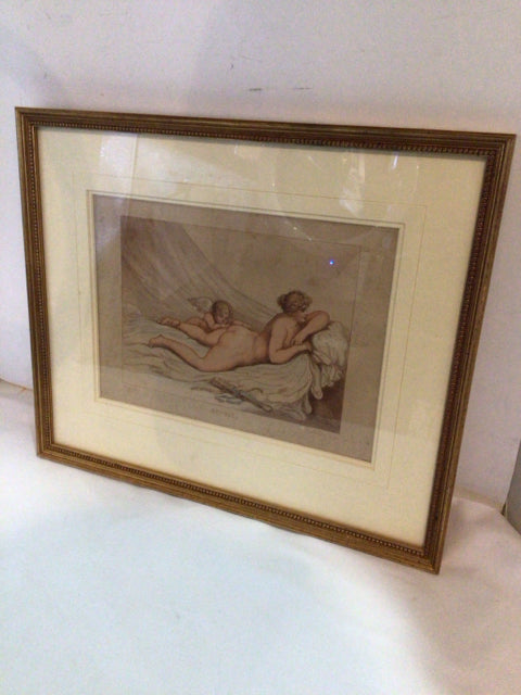 Signed Gold Frame Woman & Child Framed Art