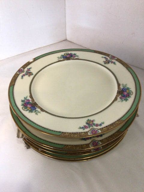 Black Knight Set of 6 Green/White China AS IS Plate Set