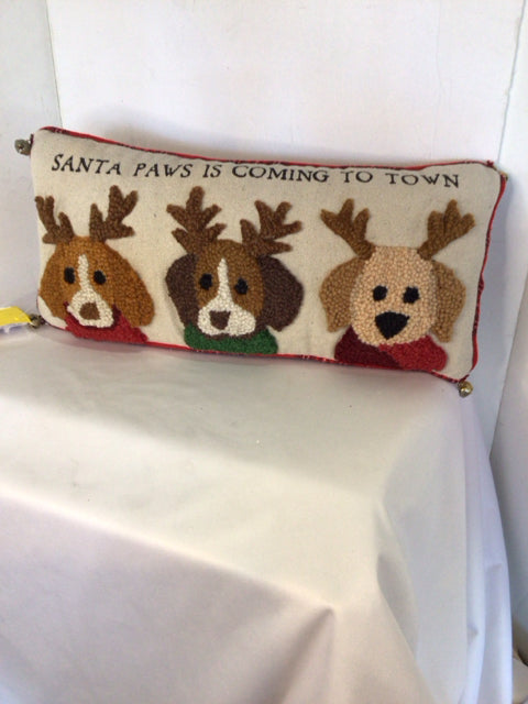 Pillow Cream/Red Reindeer Holiday Item