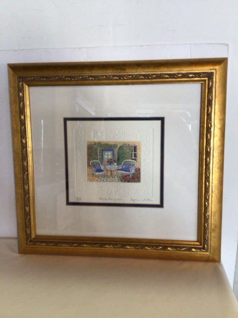 Signed Multi-Color Flowers Tea Party Framed Art
